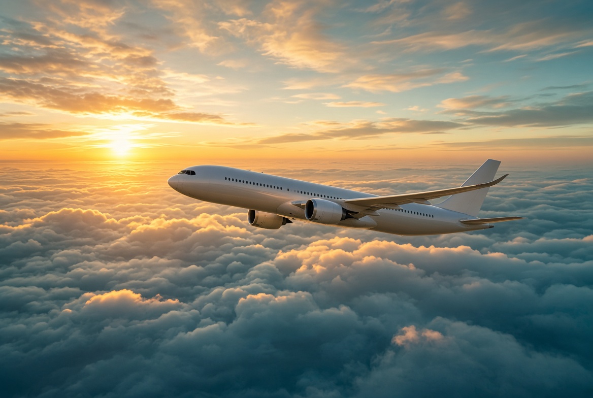 Commercial airplane at an international airport